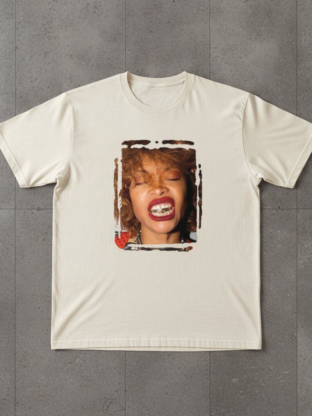 Erykah Badu Neo Soul R&B Music Fan Portrait Cream Graphic T-Shirt